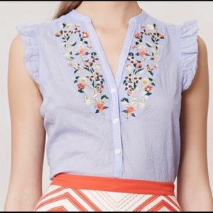 Maeve embroidered floral blouse, Anthropologie